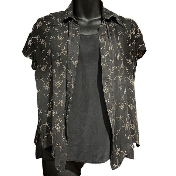 NYC Design Co. Twofer Silk Cami & Button Shirt Women’s Small - Picture 1 of 3